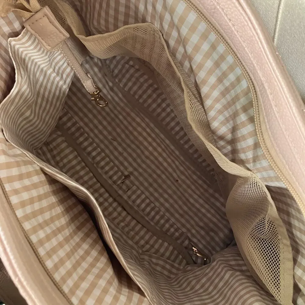 DD Bird The Taupe Leather Nash With Changing Pad Diaper Bag Luxury Shoulder